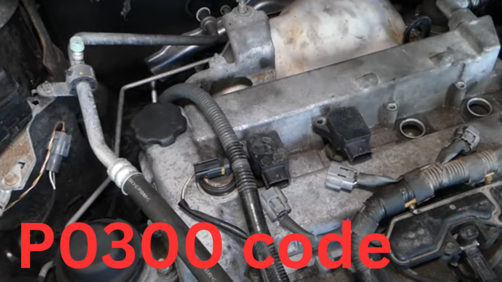Engine picture show ignition coil and engine wiring for p0300 code